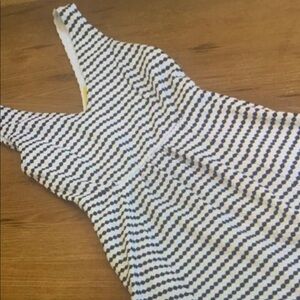 Anthropologie Black and White Striped Bodysuit Dress